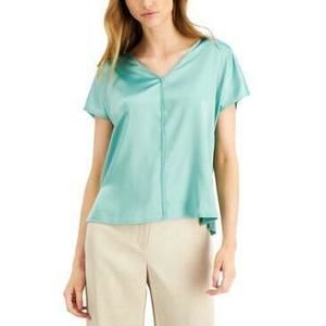 MSRP $60 Alfani V-Neck Top Green Size XL